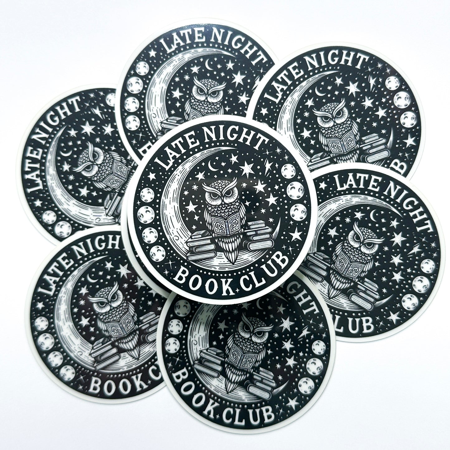 "Late Night Book Club" Glow In The Dark, Reading Bookish Vinyl Diecut Sticker