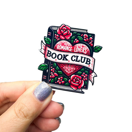 "Romance Lovers Book Club" Reading Bookish Vinyl Diecut Sticker