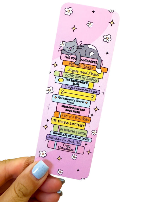 The Book Whisperer Cat Book Stack Glossy Bookmark