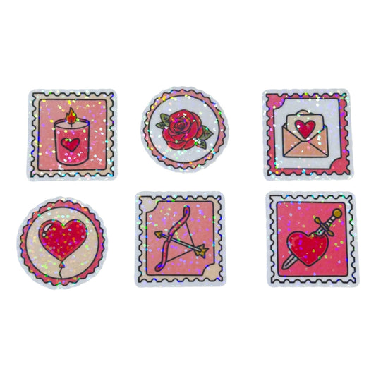 Romance Shimmer Sticker Pack - Bookish Glitter Diecut Stickers