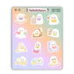 Kawaii Bookish Ghost Friends Sticker Sheet