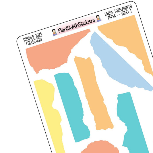 Large Torn/Ripped Paper Sheet 1 - Summer 2025 Colours