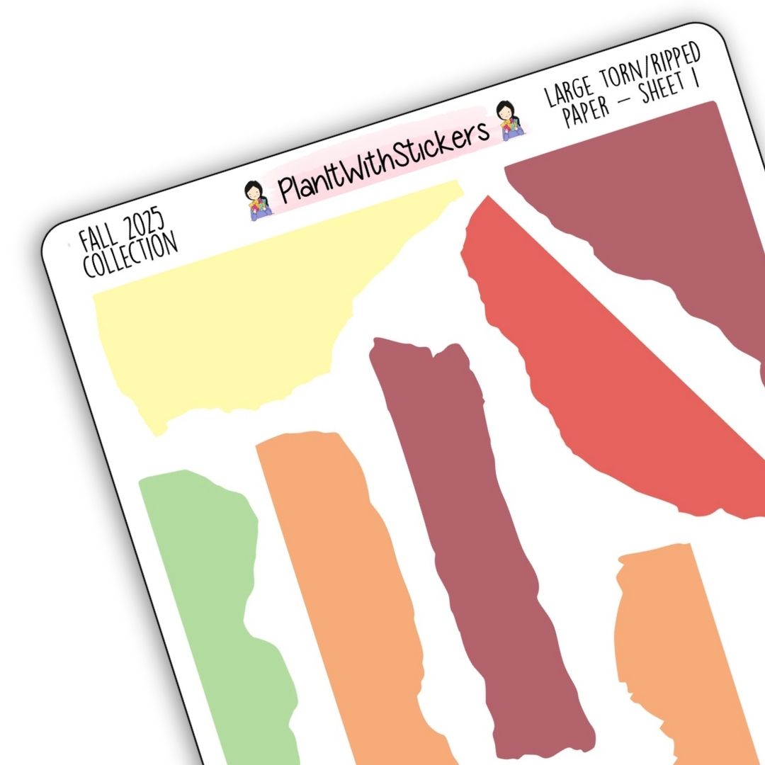Large Torn Ripped Stickers – Fall 2025 Collection – PlanItWithStickers