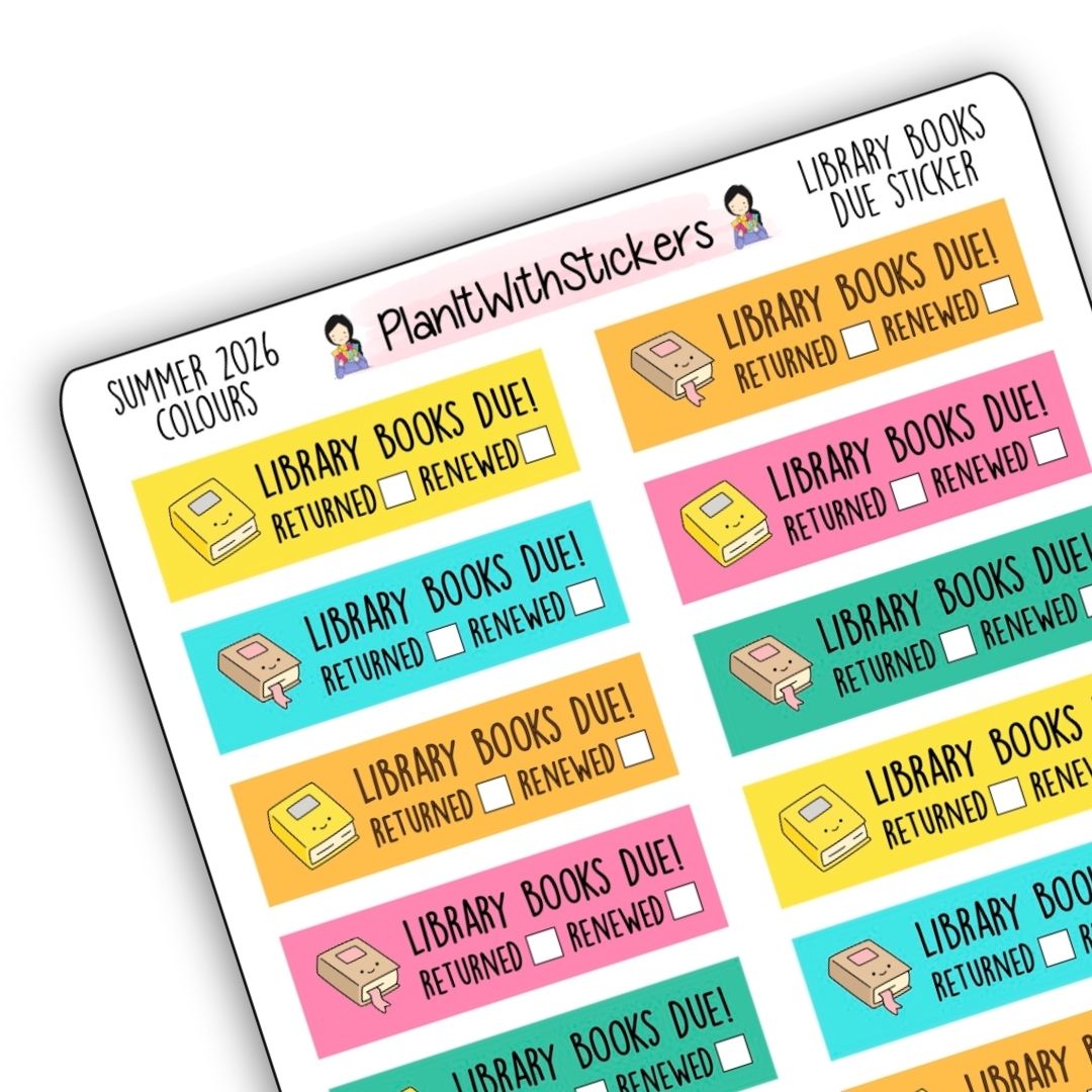 Library Books Due Reminder Sticker - Summer 2026