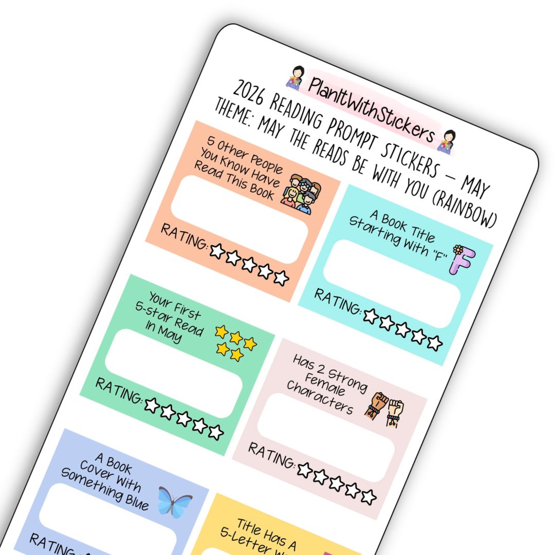 May 2026 Reading Prompt Stickers – Monthly Reading Challenge ...