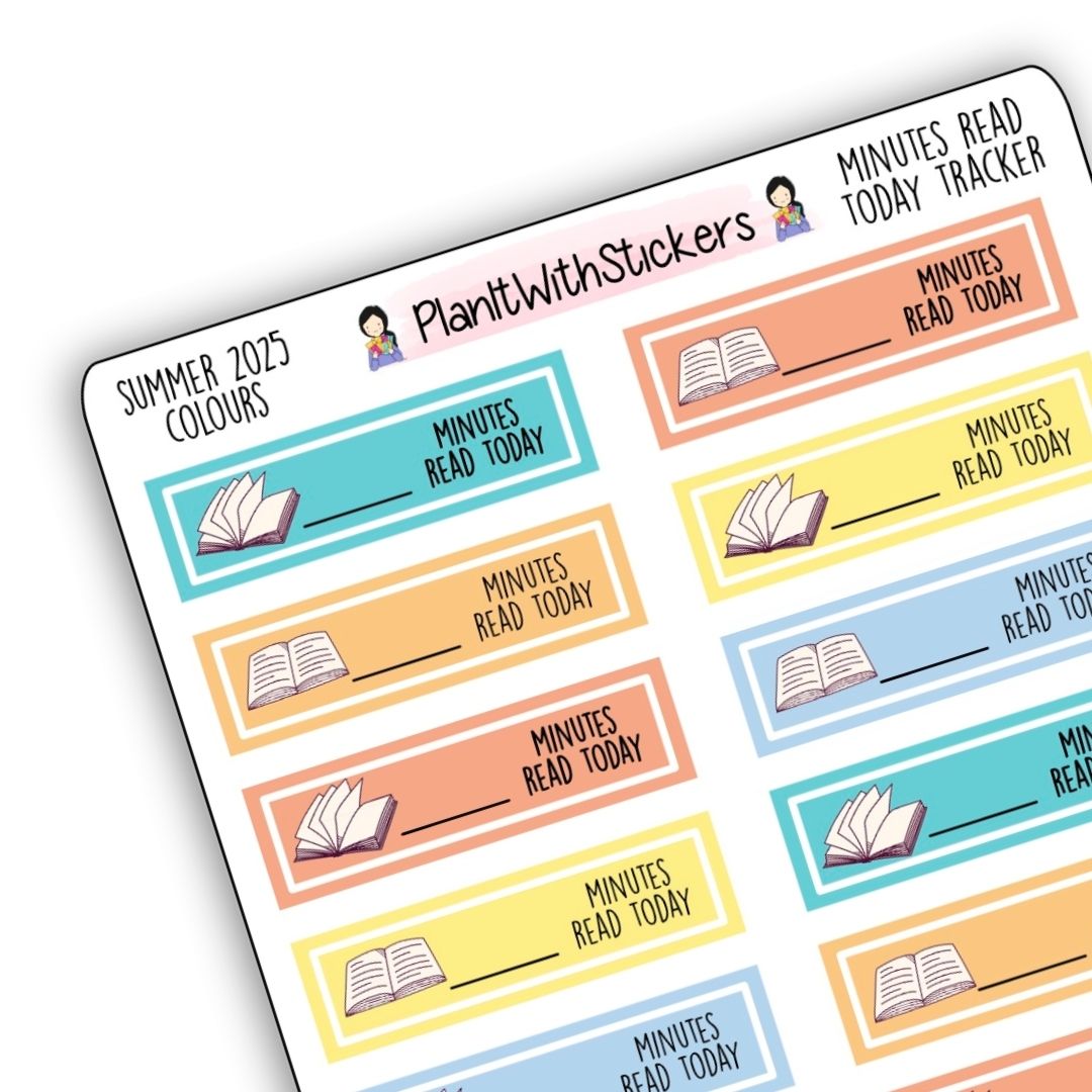 Minutes Read Today Tracker Stickers – Summer 2025 Collection