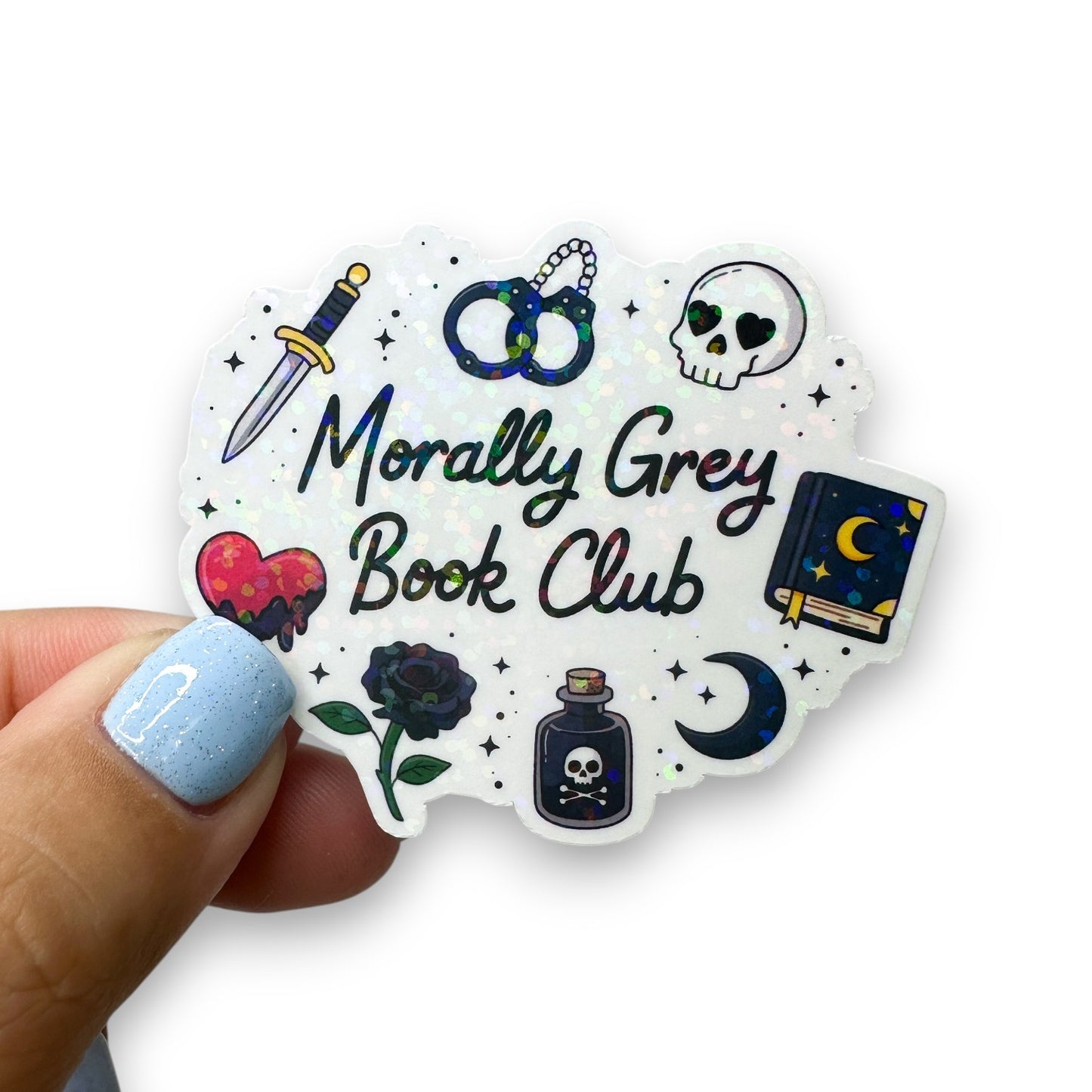 Morally Grey Book Club Holographic Diecut Sticker