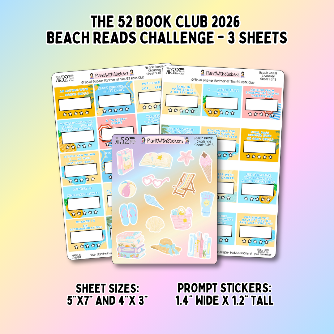 The 52 Book Club's Beach Read Challenge (Summer 2026) Prompt Stickers