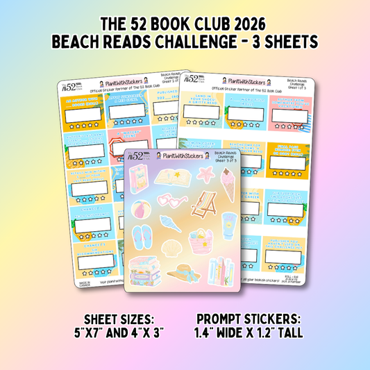 The 52 Book Club's Beach Read Challenge (Summer 2026) Prompt Stickers