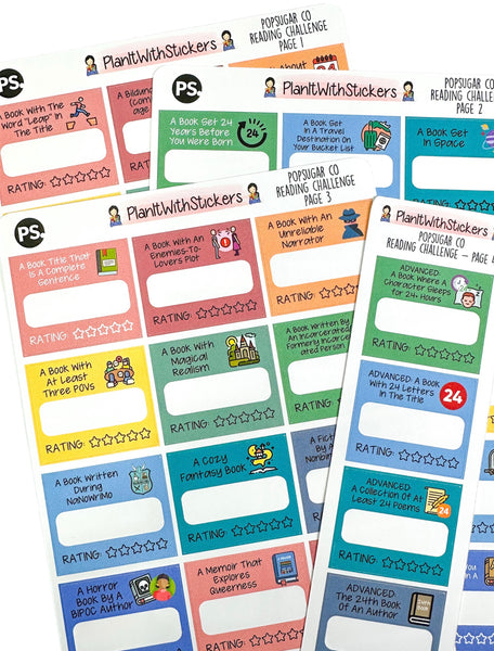 2024 Popsugar Reading Challenge Planner Sticker Kit for Book Planner and Journals