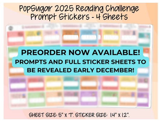 PREORDER: 2025 Popsugar Reading Challenge Planner Sticker Kit for Book Planner and Journals