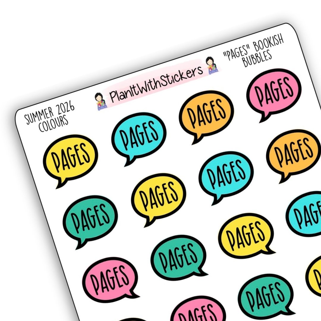 "Pages" Bookish Bubbles Book Review Sticker - Summer 2026