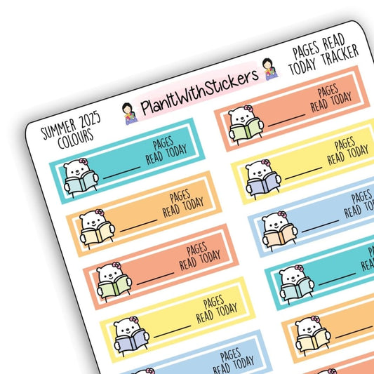 Pages Read Today Tracker Stickers – Summer 2025 Collection