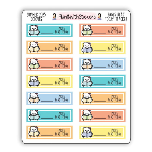 Pages Read Today Tracker Stickers – Summer 2025 Collection