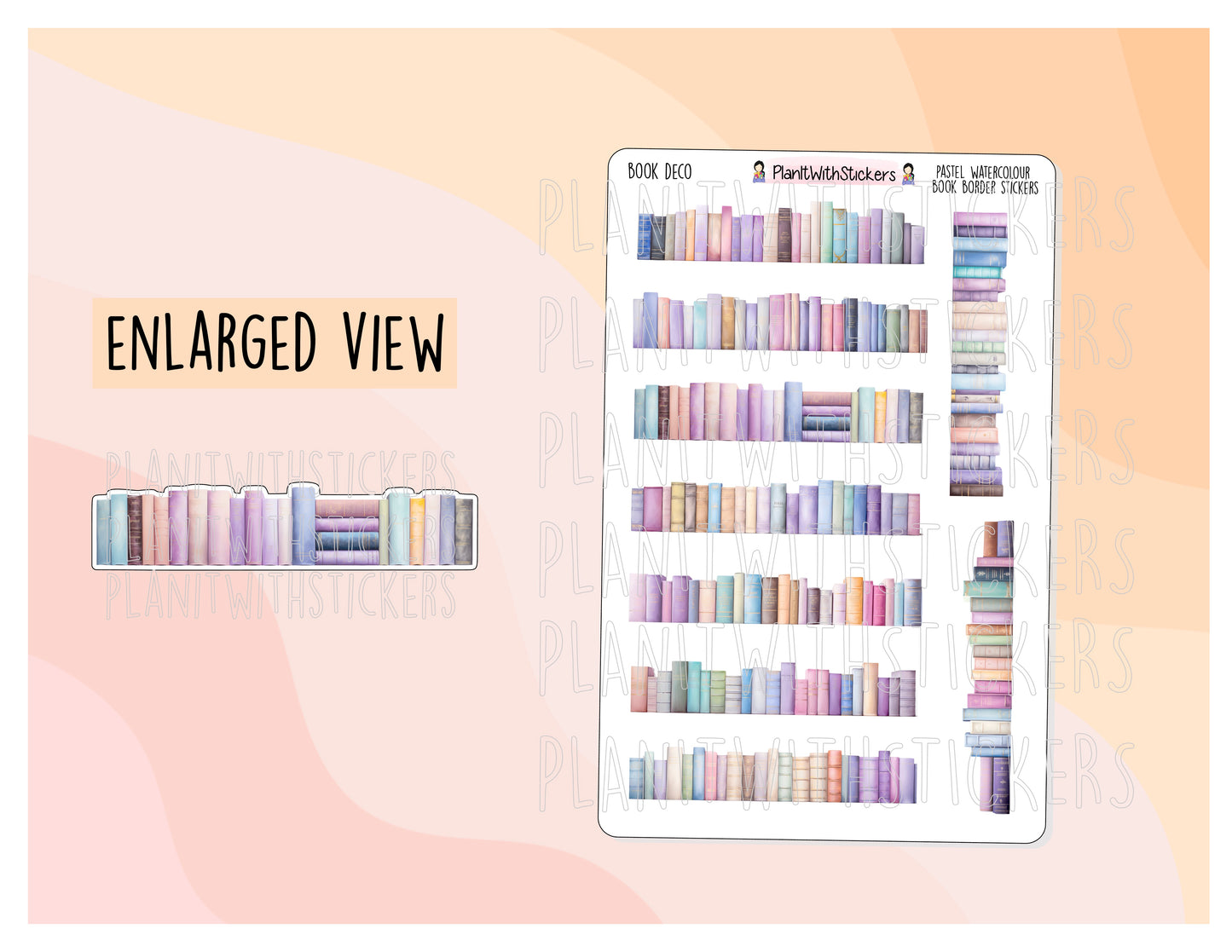 Pastel Watercolour Book Border Deco Stickers