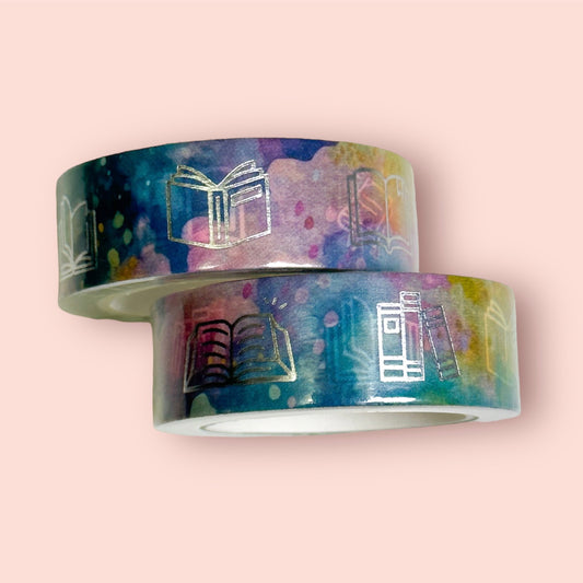 "Book Galaxy" Foiled Books and Reading Washi Tape Roll