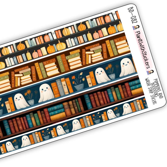 Pumpkins and Ghosts Bookshelf Long Washi Strip Stickers