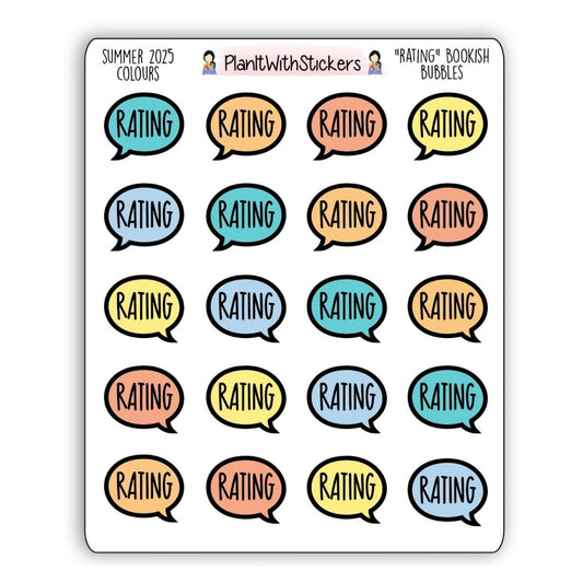 “Rating” Bookish Bubbles Journaling Stickers – Summer 2025 Collection