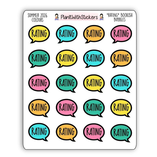 "Rating" Bookish Bubbles Book Review Sticker - Summer 2026