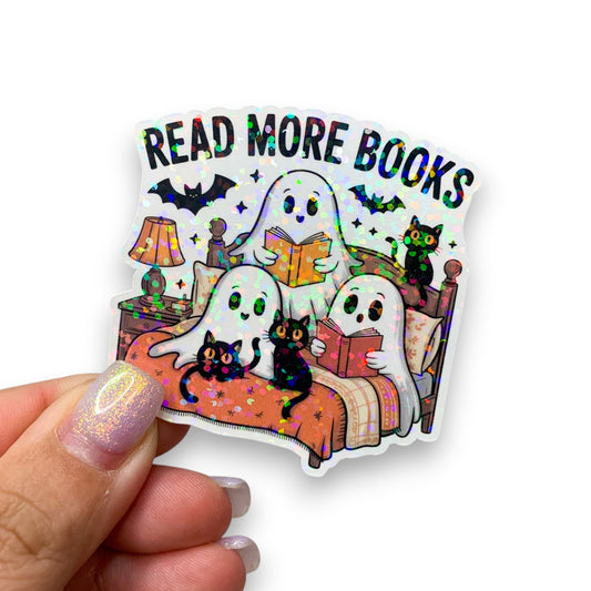 Read More Books Ghost Holographic Vinyl Die Cut Sticker