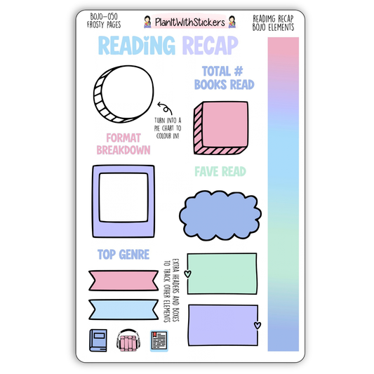 Reading Recap Journaling Stickers – Frosty Pages (December)