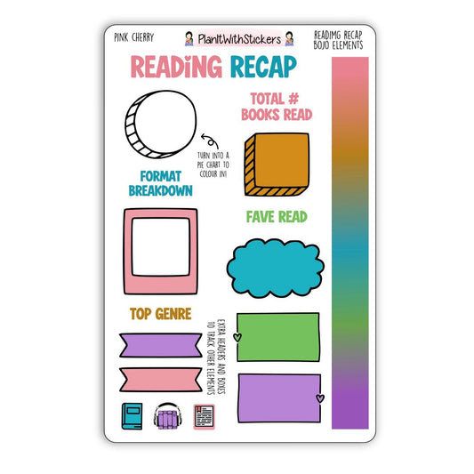 Reading Recap Journaling Stickers – Pink Cherry (January)