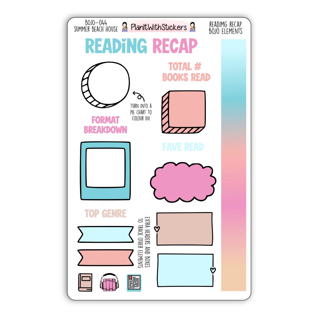 Reading Recap Journaling Stickers – Summer Beach House (July)