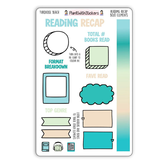 Reading Recap Journaling Stickers – Turquoise Beach (May)