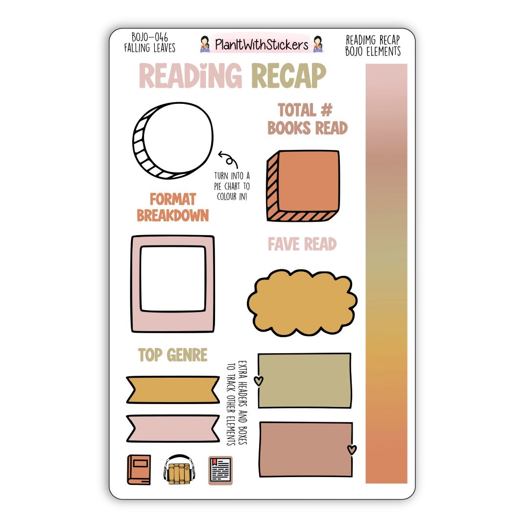 Reading Recap Journaling Stickers – Falling Leaves (September)