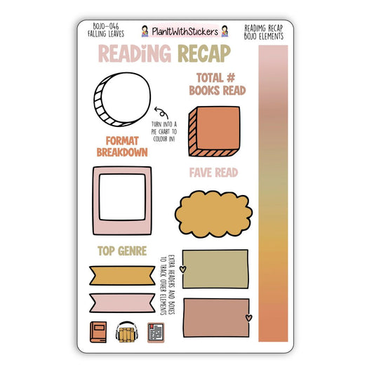 Reading Recap Journaling Stickers – Falling Leaves (September)
