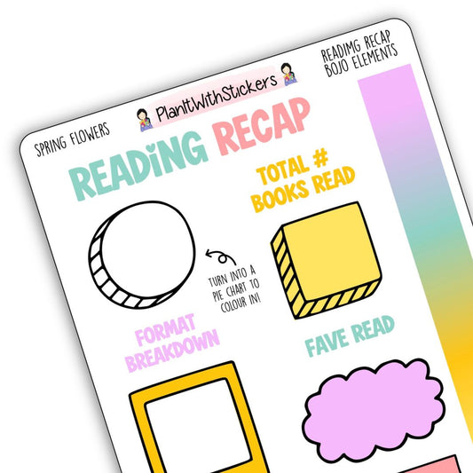 Reading Recap Journaling Stickers –Spring Flowers (April)