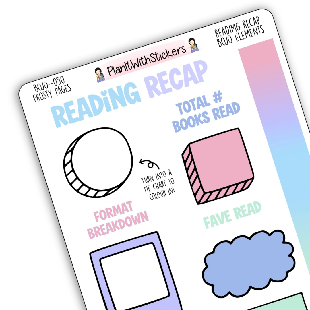 Reading Recap Journaling Stickers – Frosty Pages (December)