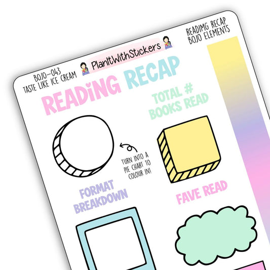 Reading Recap Journaling Stickers – Tastes Like Ice Cream (June)