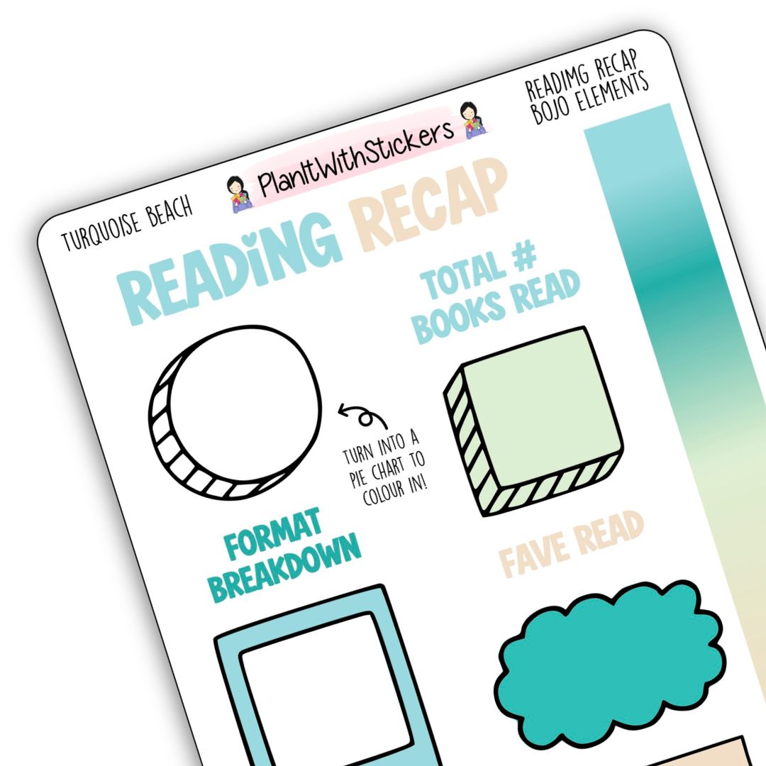 Reading Recap Journaling Stickers – Turquoise Beach (May)