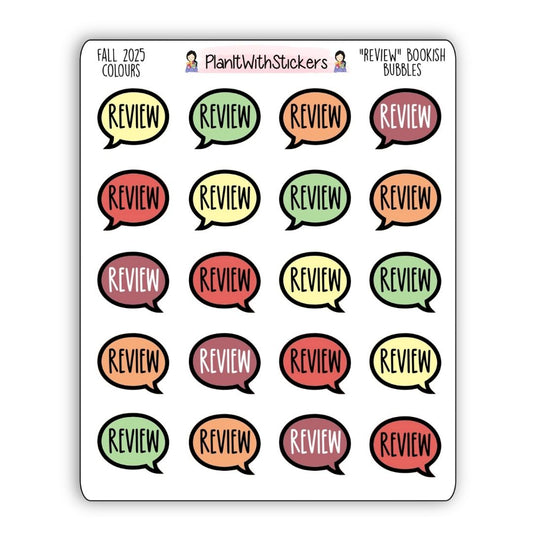 "Review" Bookish Bubbles Reading Sticker- Fall Bookish Collection