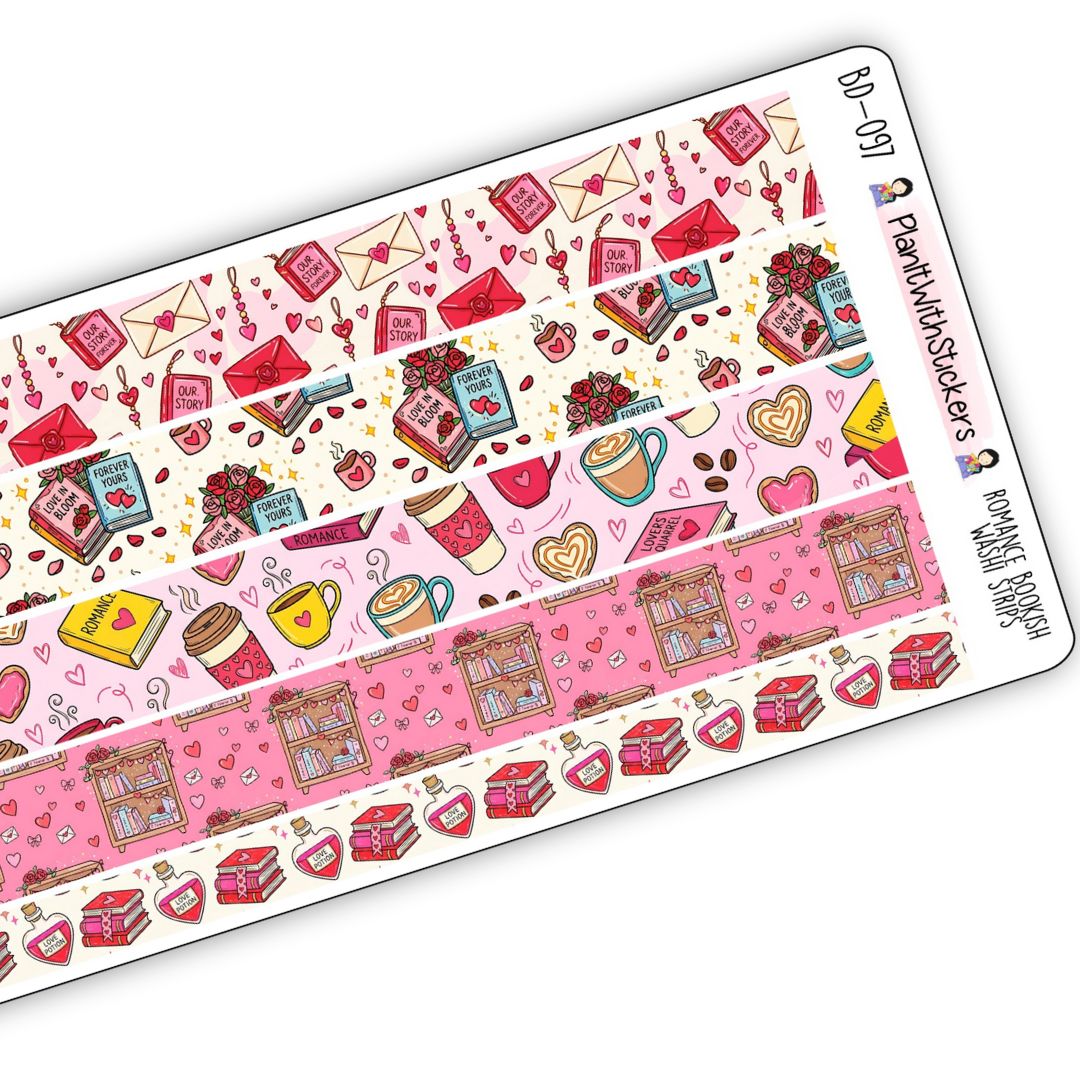 Romance Bookish Long Washi Strips