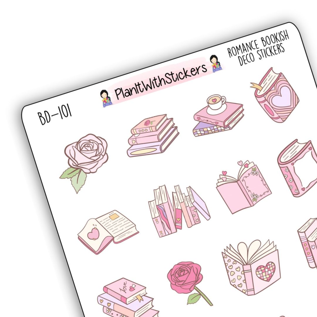 Romance Bookish Deco Sticker Sheet – PlanItWithStickers
