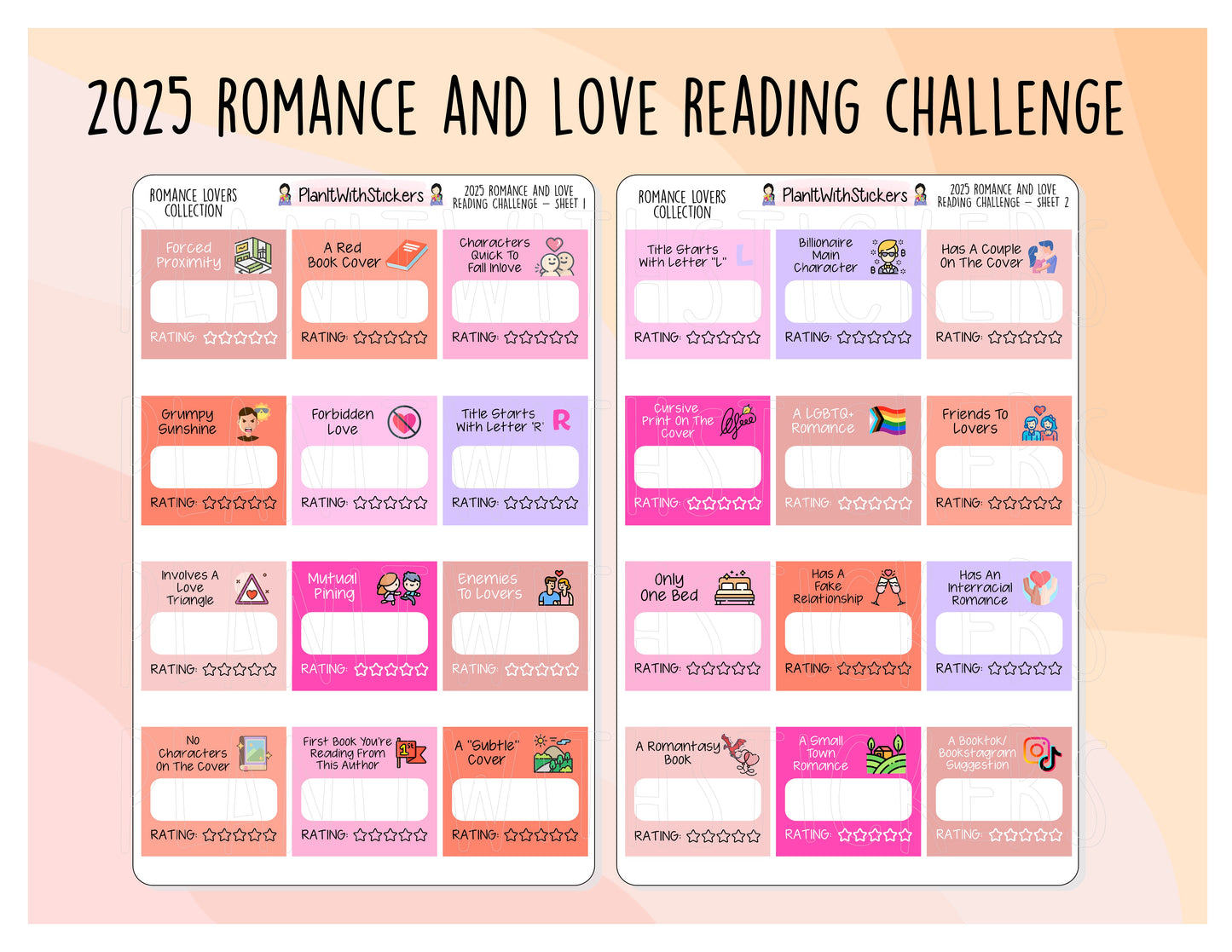 2025 Romance and Love Reading Challenge for Readers and Book Journalers