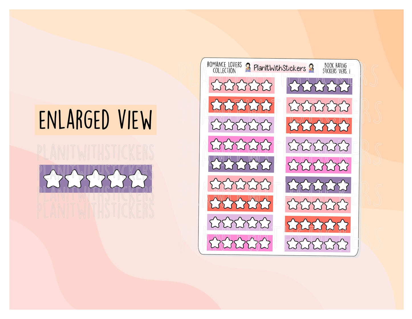 Stars Rating Stickers - Romance Lovers Collection Colours