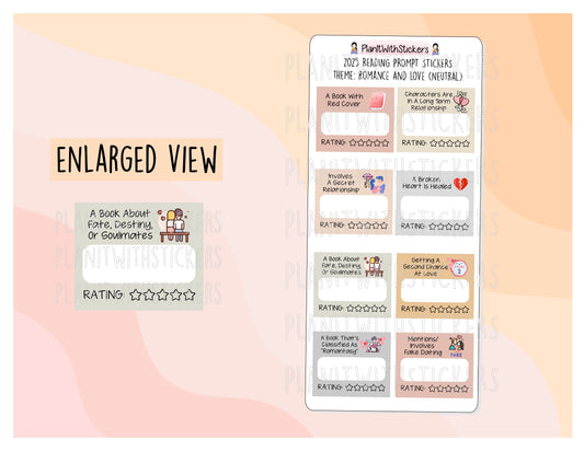 2025 - Romance and Love, Mini Prompts Reading Adventures/Reading Challenge [2 Colour Options]