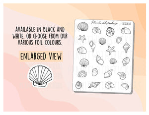 Shoreline Seashells Icon Sticker Sheet for Planners