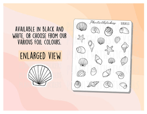Shoreline Seashells Icon Sticker Sheet for Planners