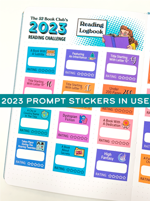 2024 - The 52 Book Club Reading Challenge Prompt Stickers for Reading Planners and Reading Journals