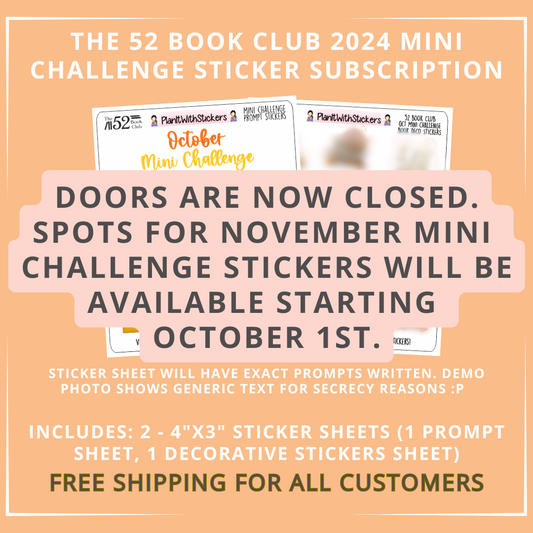 The 52 Book Club Mini Challenge Sticker Subscription (FREE SHIPPING)