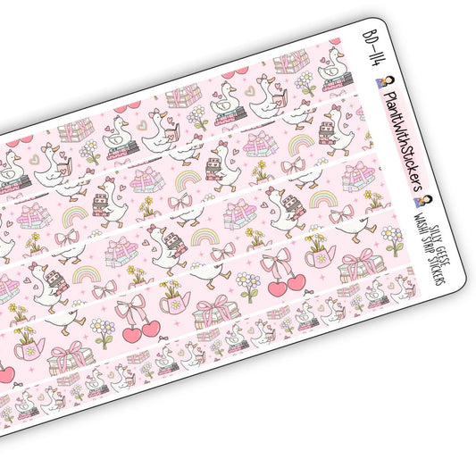 Silly Geese Bookish Long Washi Strips