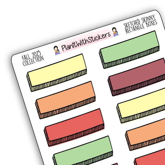 Sketched Skinny Rectangle Box Stickers – Fall 2025 Collection
