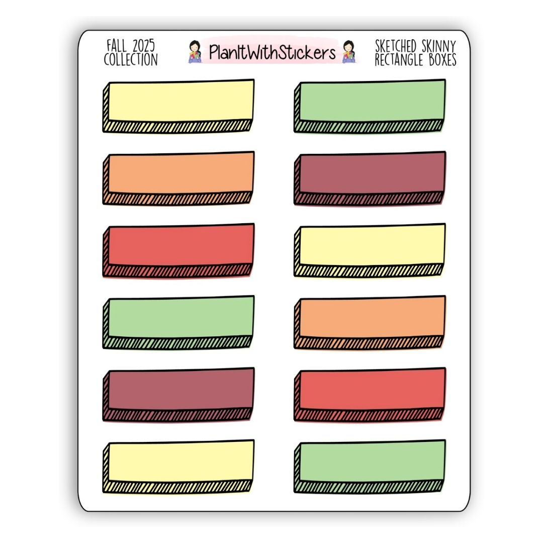 Sketched Skinny Rectangle Box Stickers – Fall 2025 Collection