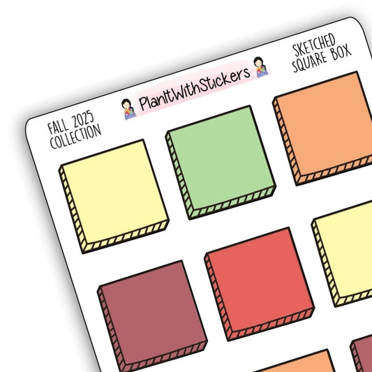 Sketched Square Box Stickers – Fall 2025 Collection