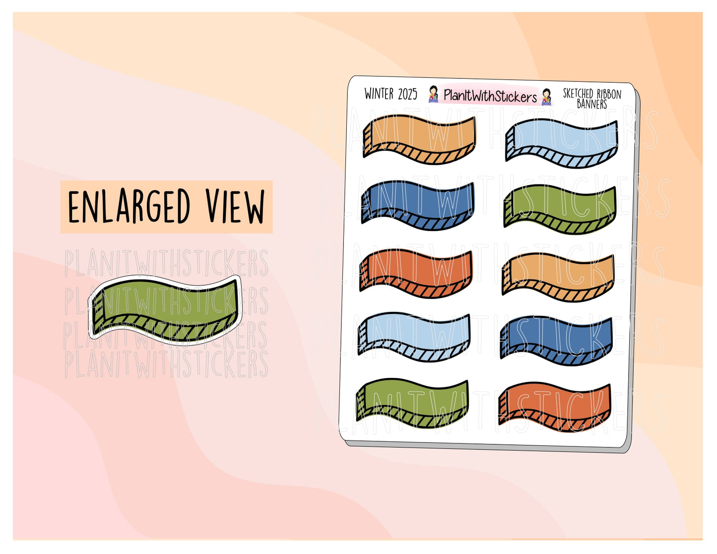 Sketched Ribbon Banners - Winter 24/25 Colours