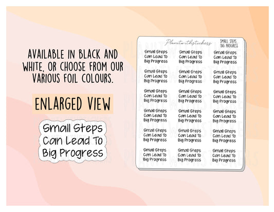 "Small Steps Lead To Big Progress" Positive Affirmation Mental Health Stickers